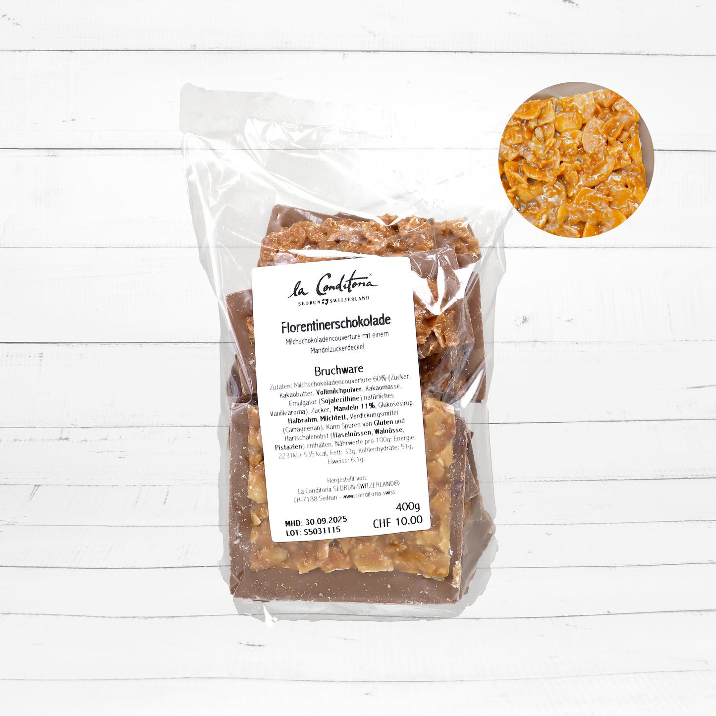 Bruchware: Florentiner Milchschokolade, 400g