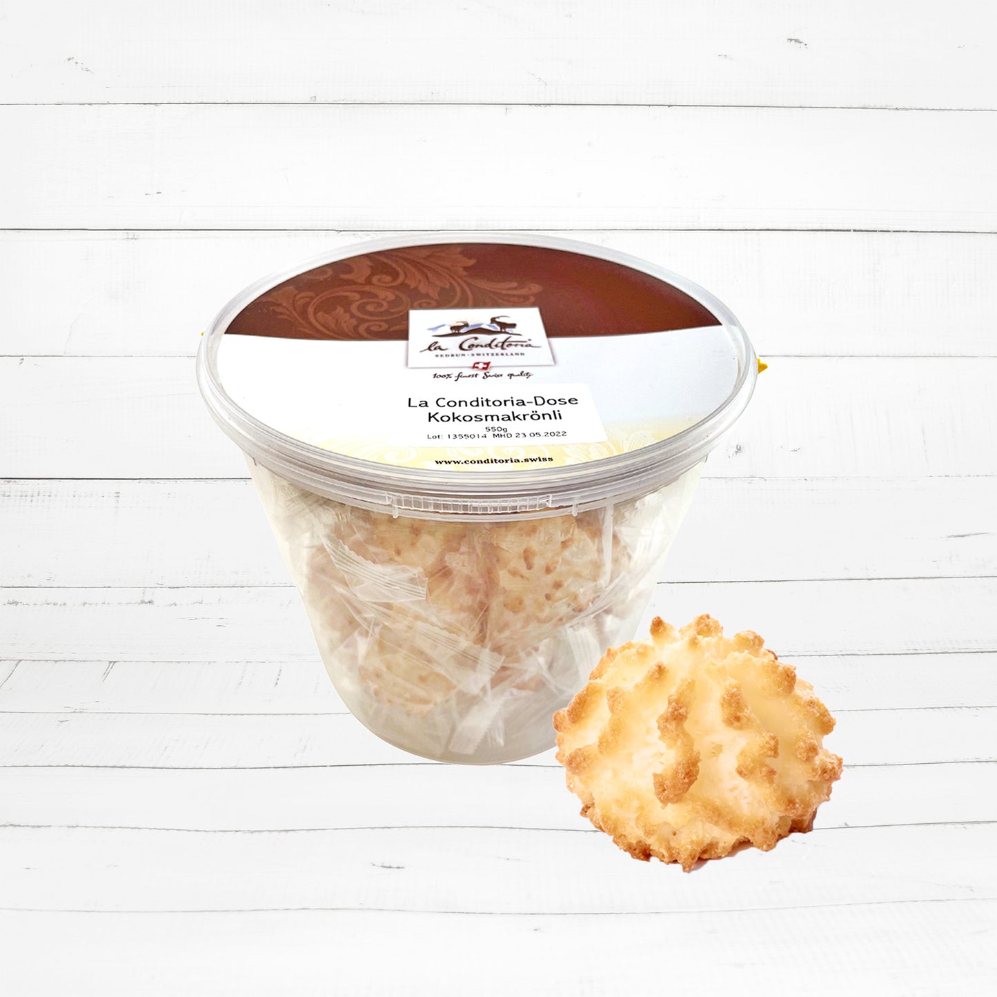 Eimer mit Mini Kokosmakrönli, 550g - La Conditoria SEDRUN-SWITZERLAND®