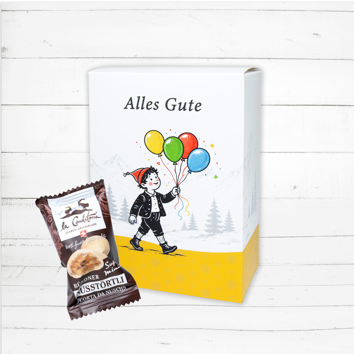 Alpenherz «Alles Gute» Super Mini Bündner Nusstörtli, 150g