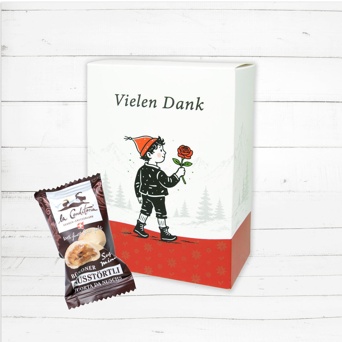 Alpenherz «Vielen Dank» Super Mini Bündner Nusstörtli, 150g