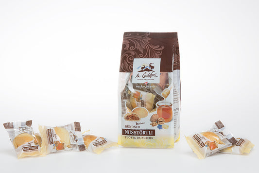 Multibox mit 4 Beutel à 12 Mini Bündner Nusstörtli - Art. Nr. 2005 - La Conditoria SEDRUN-SWITZERLAND