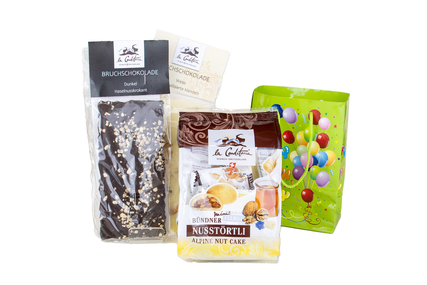 Geburtstags-Geschenktasche grün mit Spezialitäten