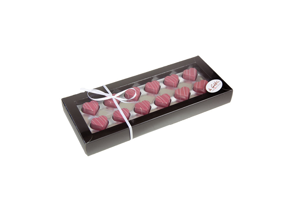 Herzpraliné 12 Stück (schwarze Schachtel)