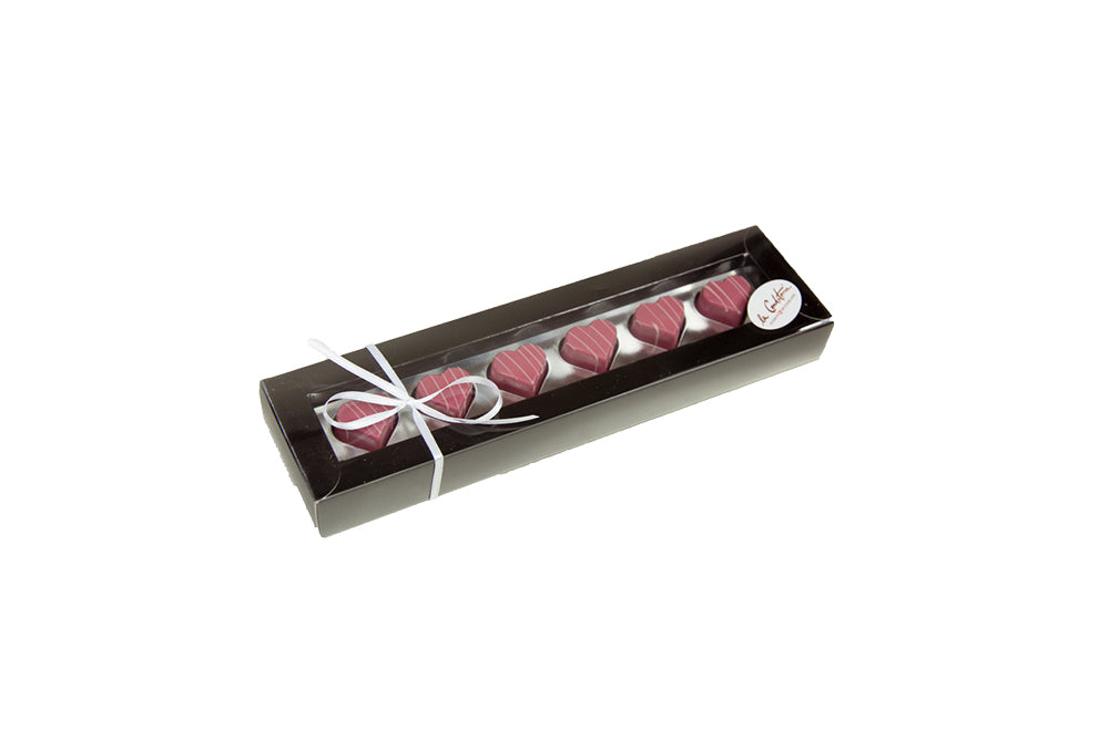 Herzpraliné 6 Stück (schwarze Schachtel)