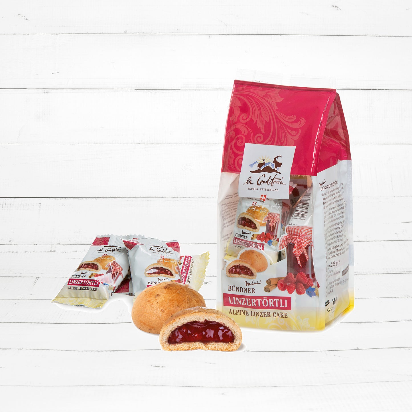 Multibox mit 4 Beutel à 12 Mini Bündner Linzertörtli 19 g