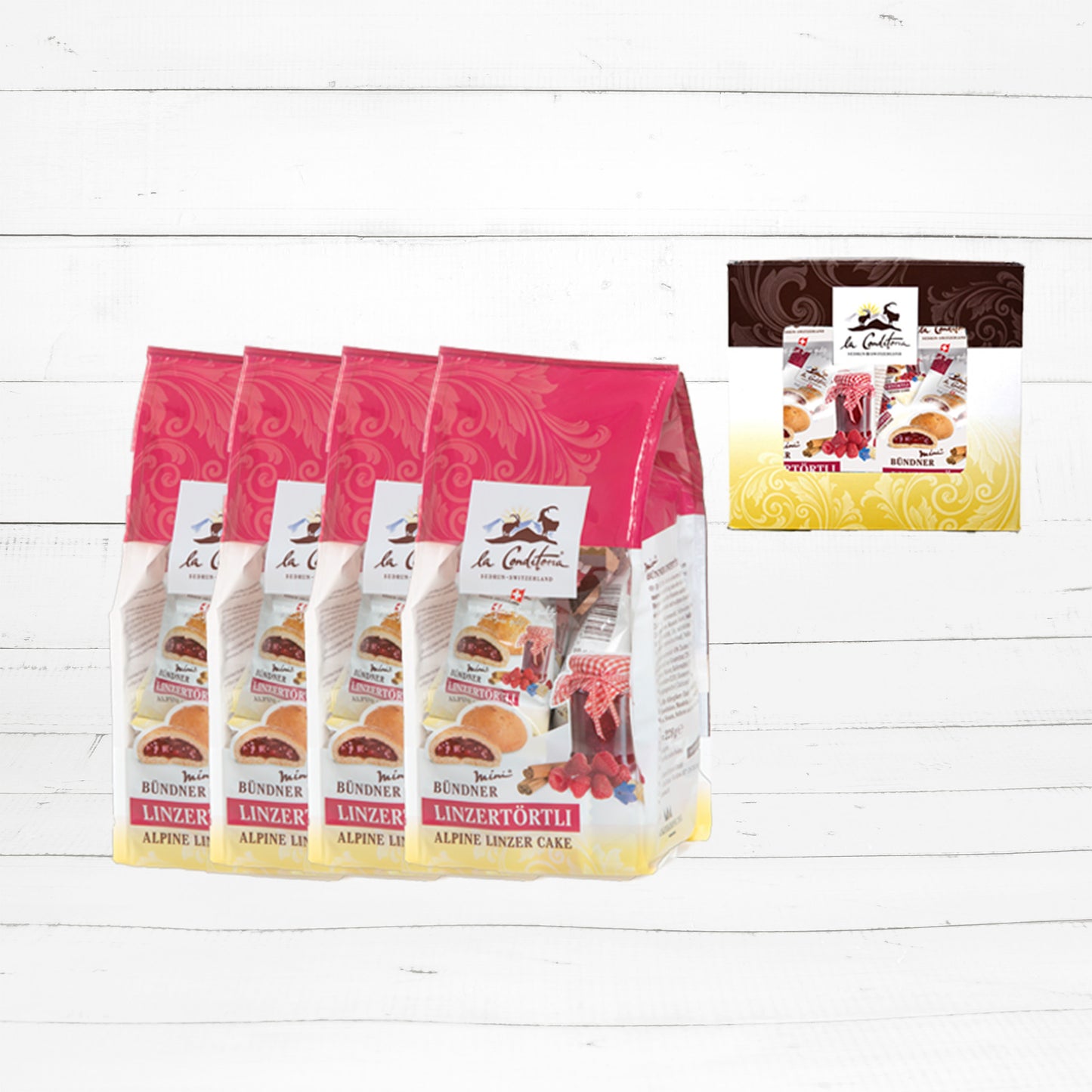 Multibox mit 4 Beutel à 12 Mini Bündner Linzertörtli 19 g