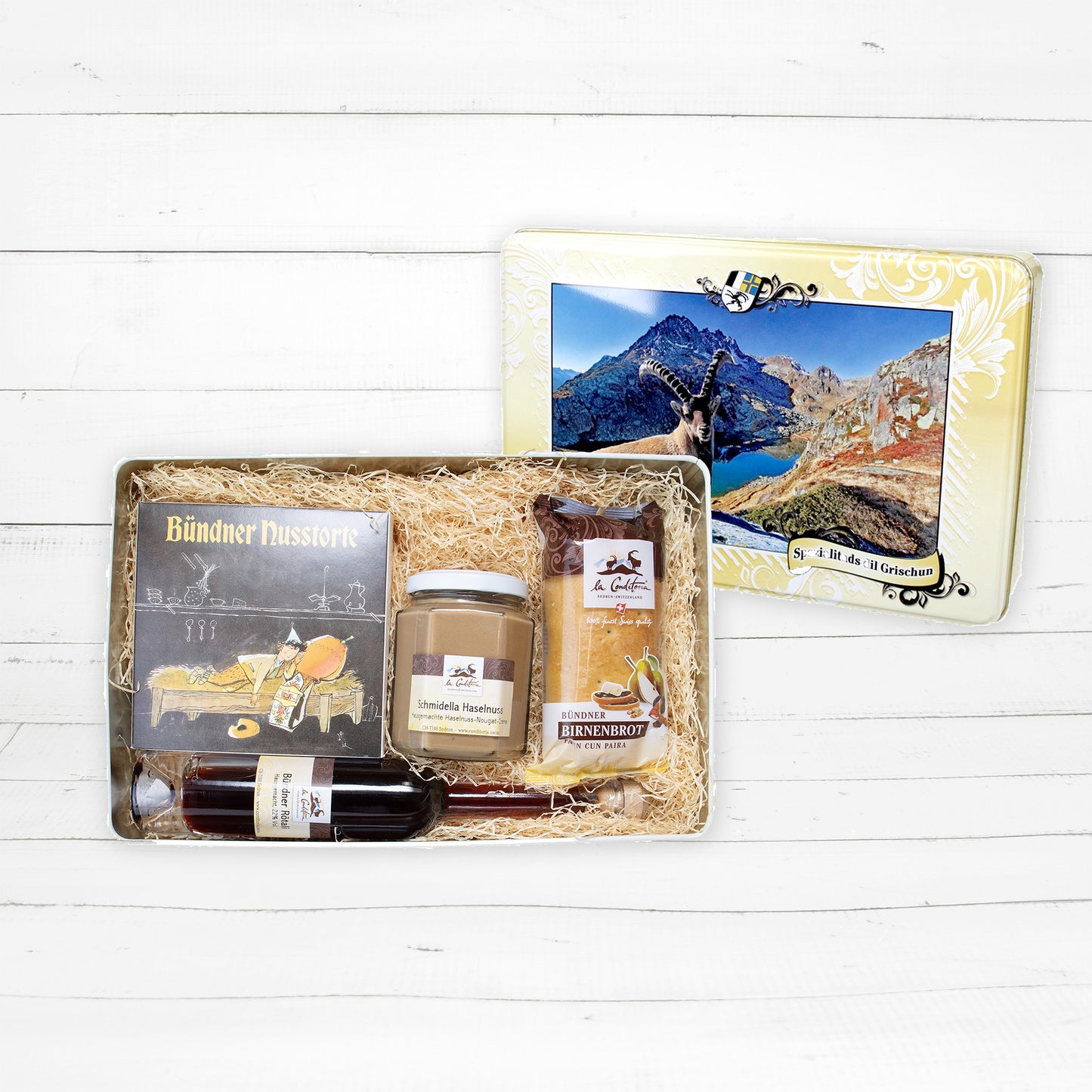 Geschenkdose „Spezialitads dil Grischun“ – Bündner Spezialitäten