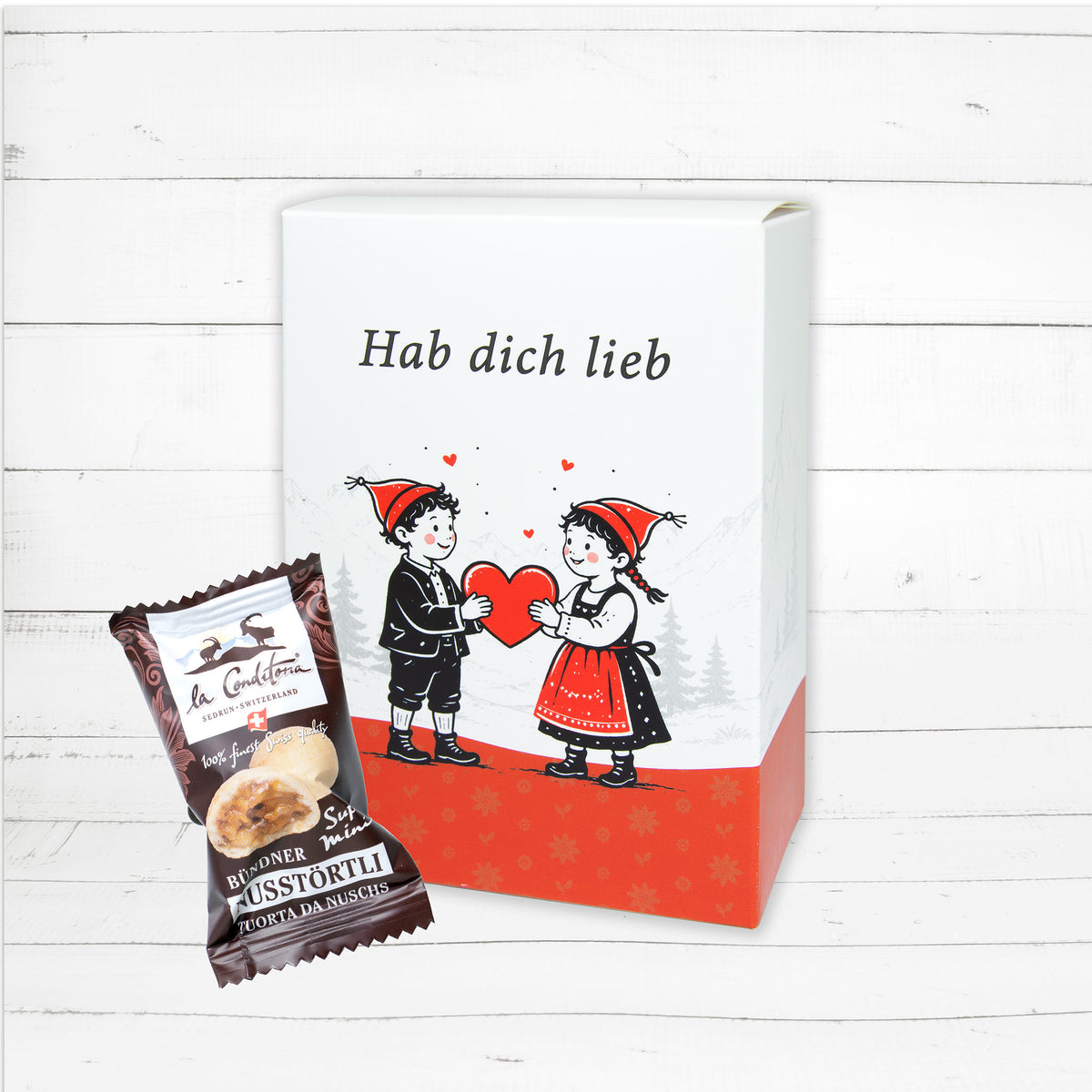 Alpenherz «Hab dich lieb» Super Mini Bündner Nusstörtli, 150g