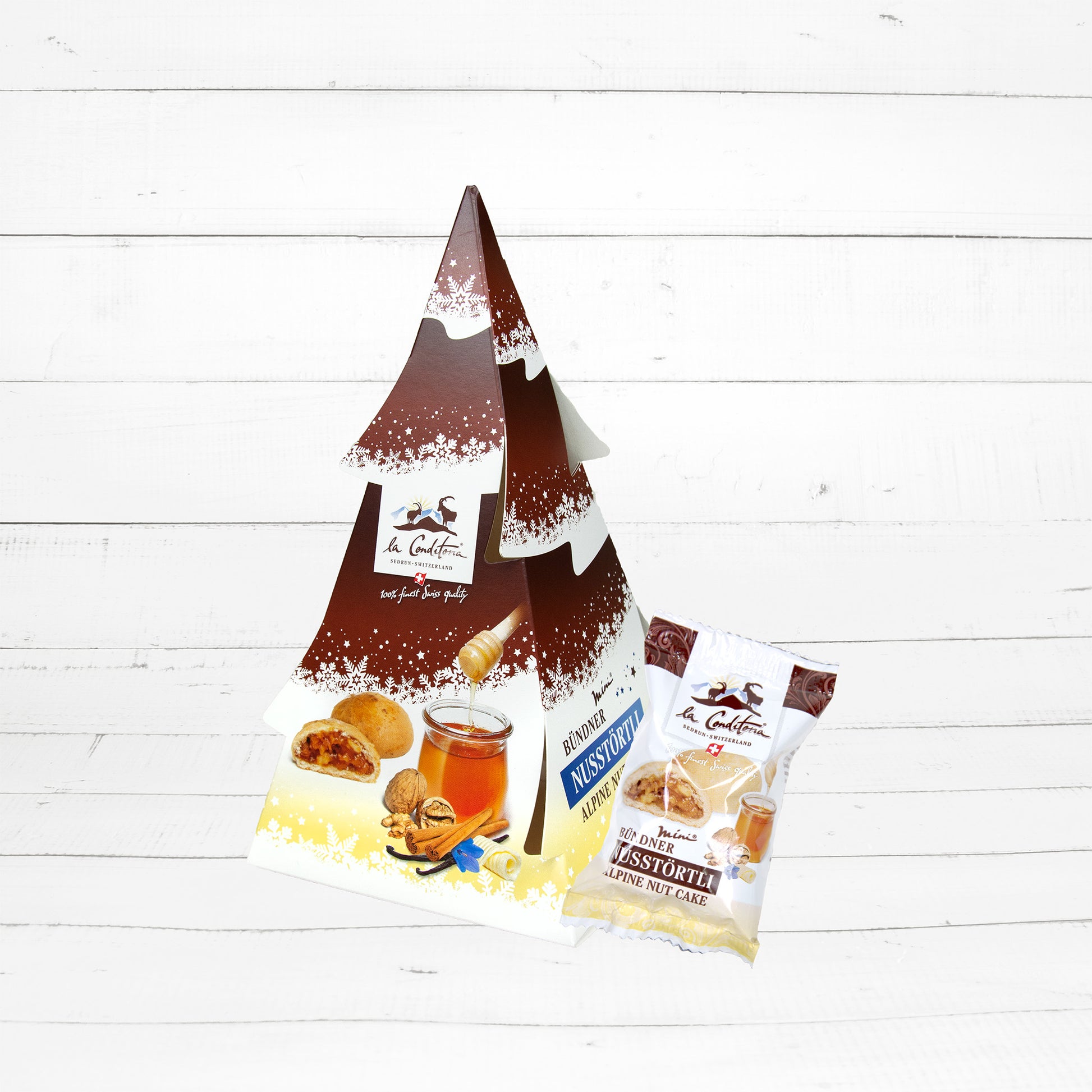 Tannenbaum Mini Bündner Nüsstörtli 228g - La Conditoria SEDRUN-SWITZERLAND® 