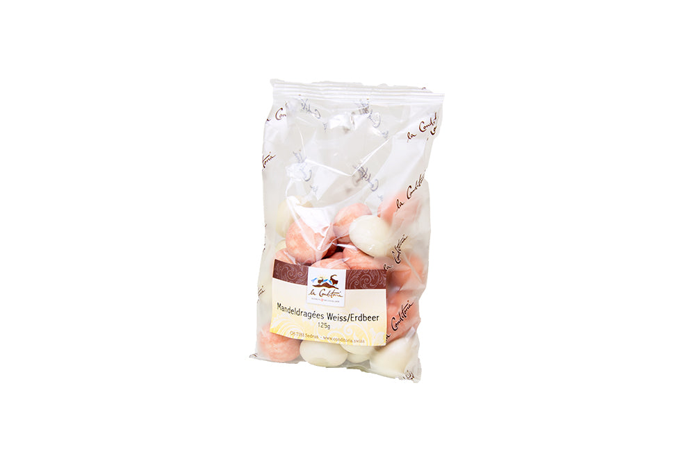 Mandeldragées Weiss und Erdbeer, 125g
