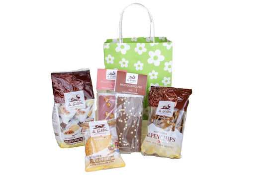 Blumen-Geschenktasche mit Spezialitäten